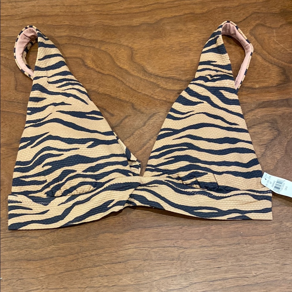 Aerie Zebra Pattern Triangle Bikini Top Women’s Swim NWT